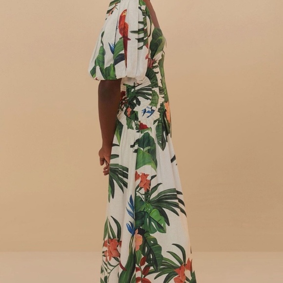 NWT AUTH FARM RIO Off White Midnight Macaw Fiesta Midi Dress SZ M - Picture 4 of 4